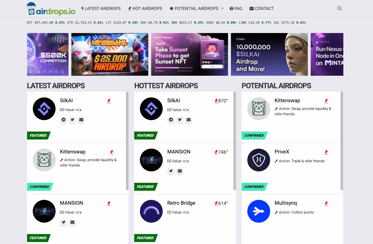 Site web airdrops io