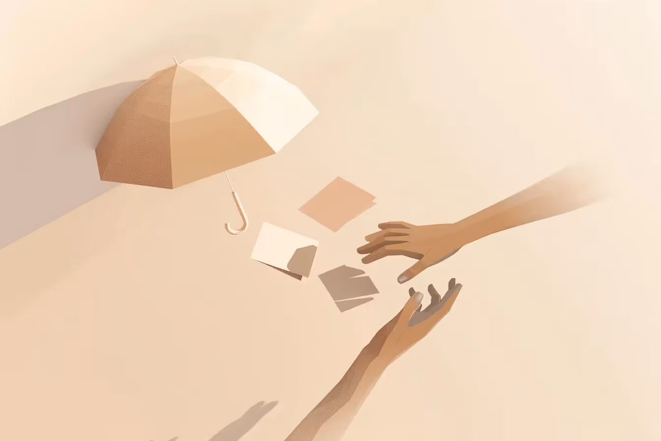 parapluie mains et papiers