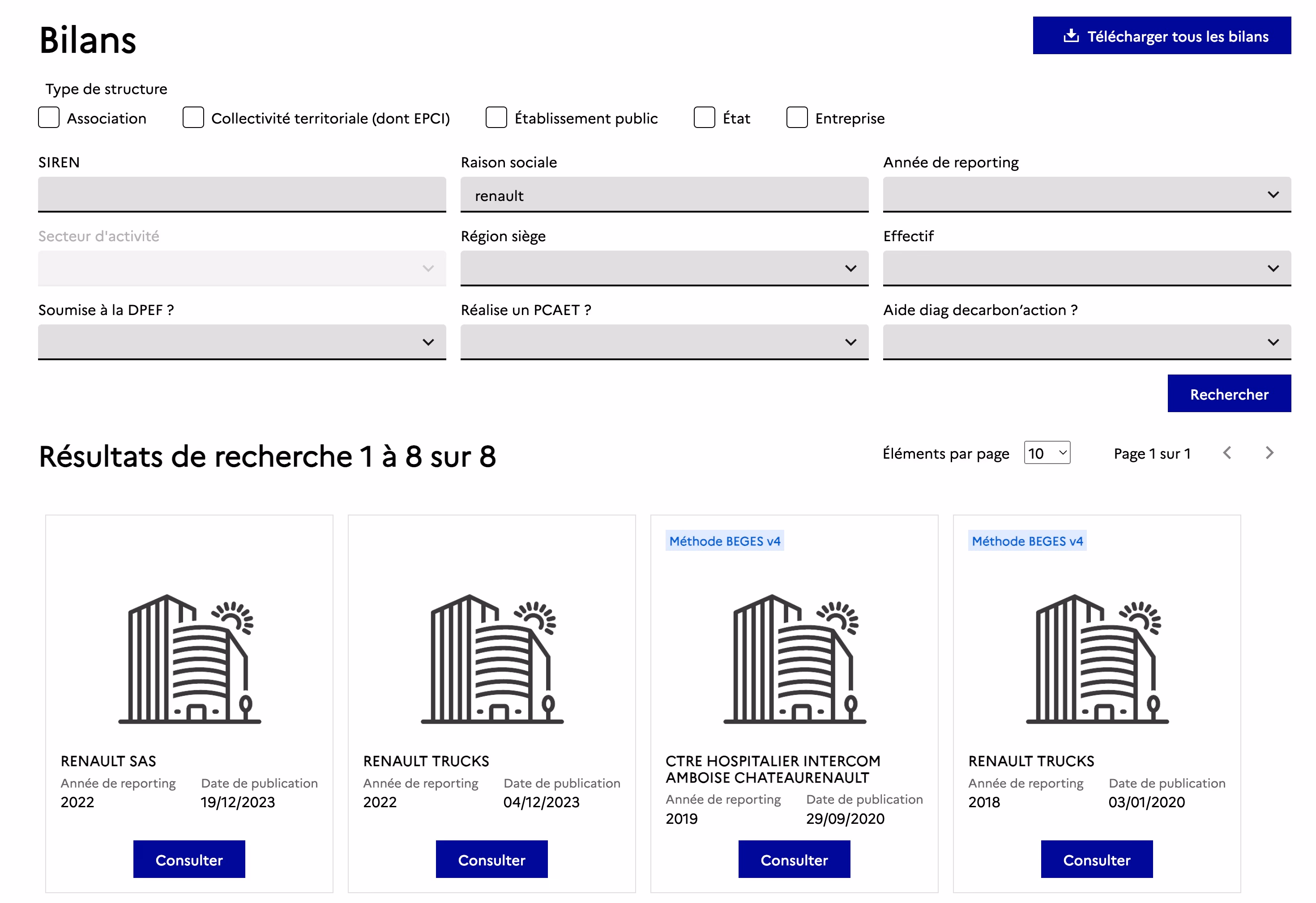 recherche bilans entreprises